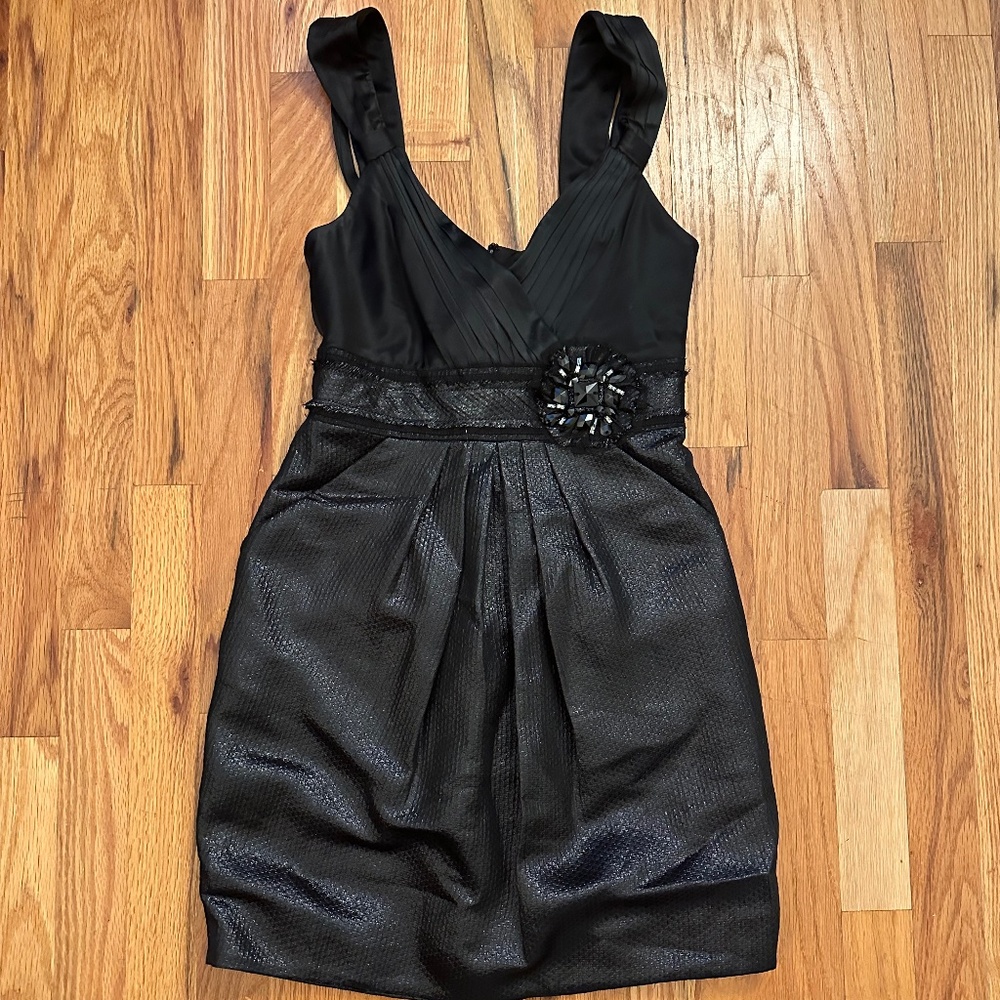 BCBG Max Azria — Black Beaded Cocktail Dress (Size 2)
